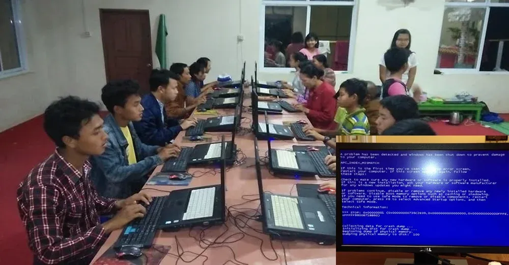A blue screen that is common to most computer users